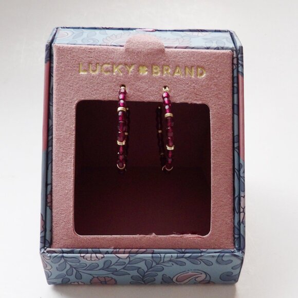 Lucky Brand Beaded Hoop Earrings in Branded Box - Picture 1 of 5